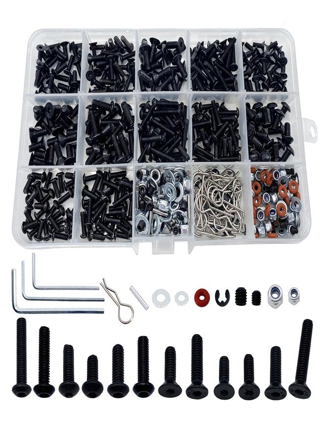 RC Lelut 520pcs Universal RC Screw Kit Screws Assortment Set, Hardware Fasteners for Traxxas Redcat Arrma Axial RC4WD HSP HPI SCX10 Losi 1/8 1/10 1/12 1/16 Scale RC Crawler Cars Trucks - Image 1